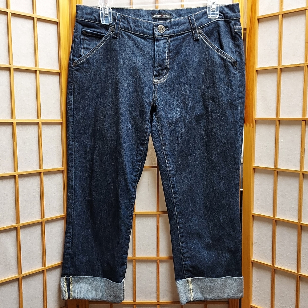 👖 NY&Co dark wash capri crop jeans women's 6 junior's 7